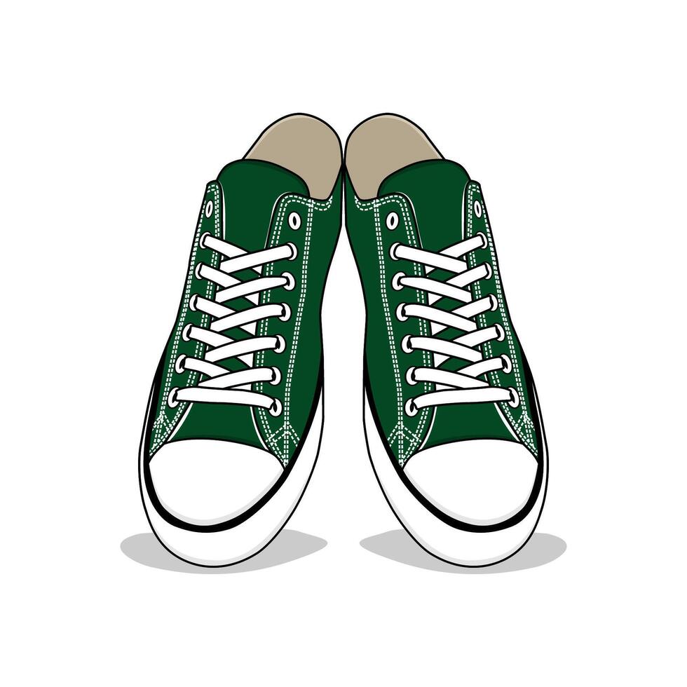 a pair of navy green low-top sneakers with a white background vector