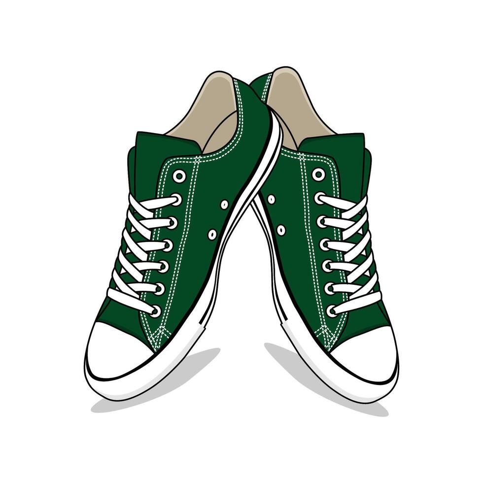Sneakers shoes illustration with color Green vector
