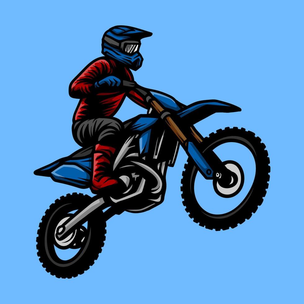 motocross dirtbike supermoto isolated drawing line art style sketch classic vintage design illustration vector