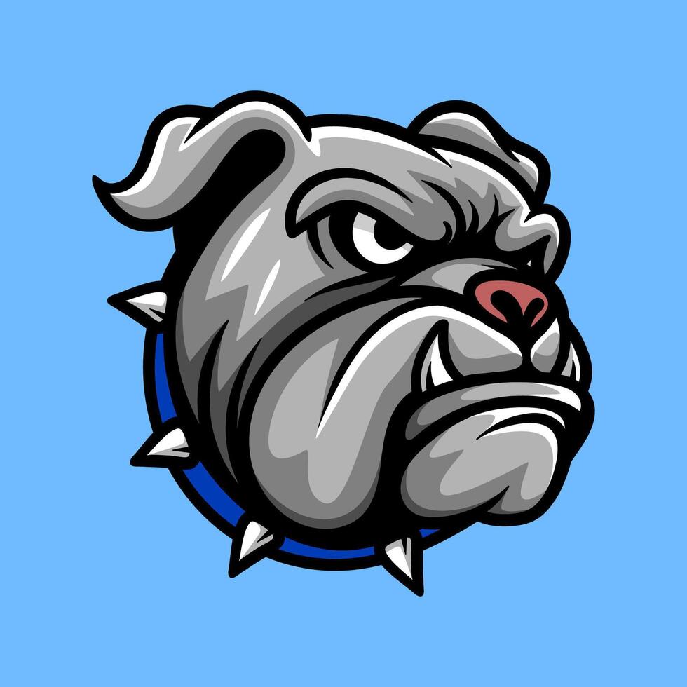 head of bulldog dog logo isolated colored drawing line art style sketch classic vintage design illustration vector