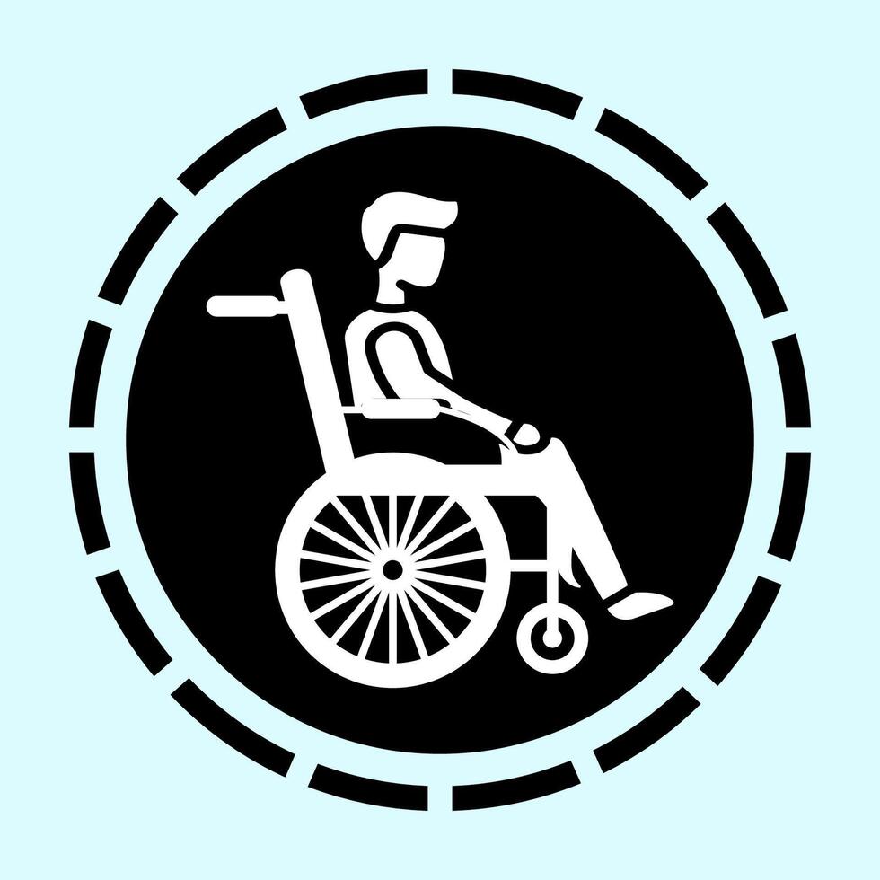 simple disability people on wheelchair logo illustration template design vector