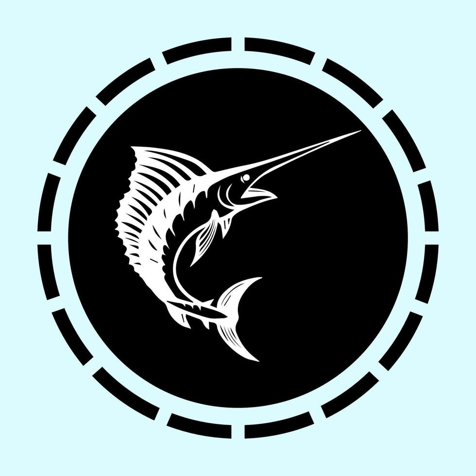 blue marlin fish illustration icon vector