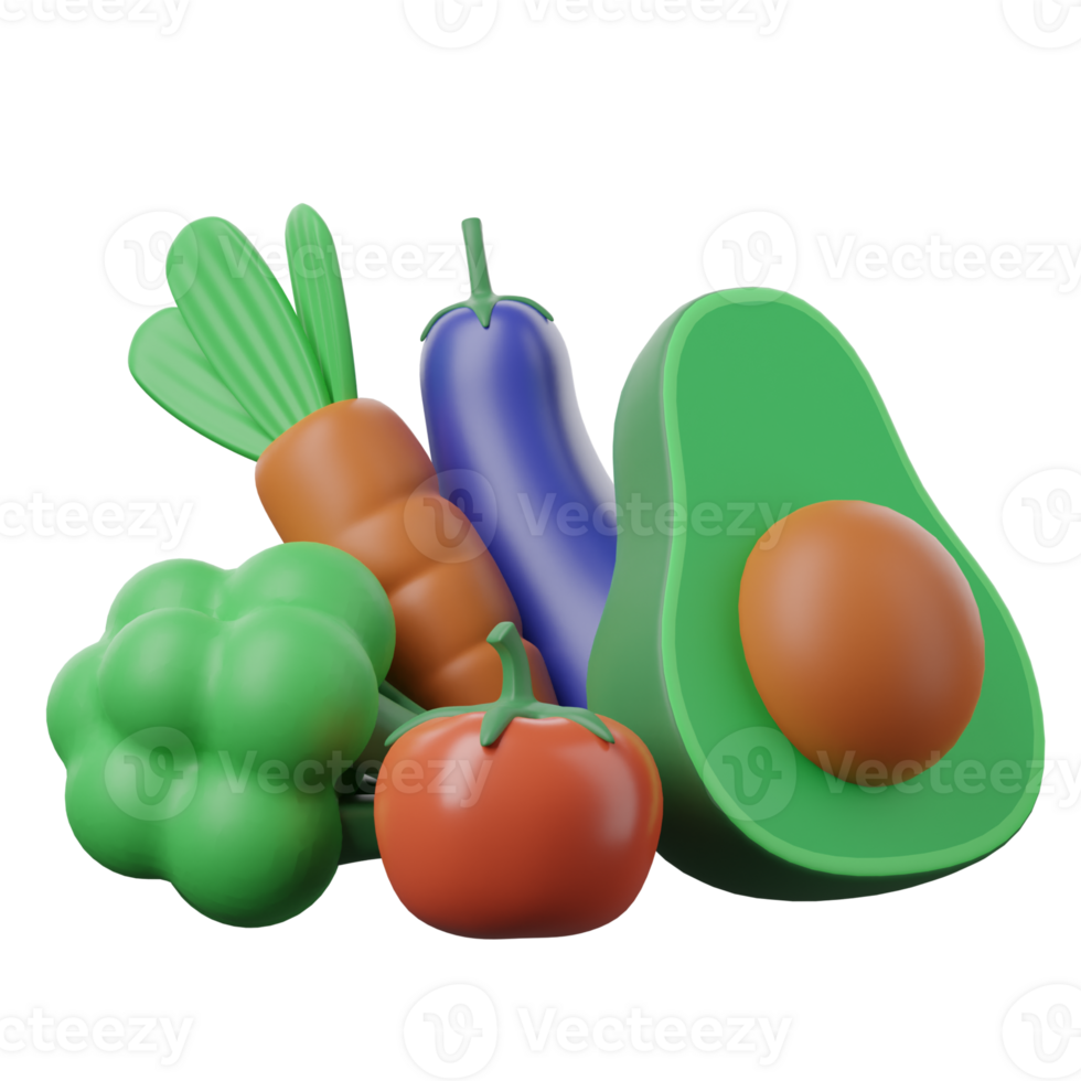 3D Food Vegetarian Vegetables png