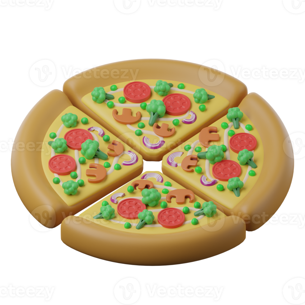 3d vegetarisch voedsel veganistisch pizza png