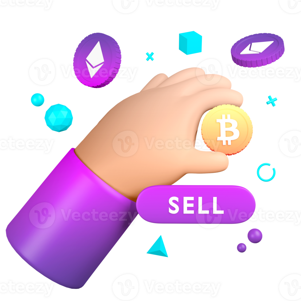 3D Sell Crypto Metaverse Bitcoin png