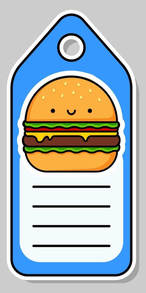Cute burger. Notebook label. Note label. stickers vector