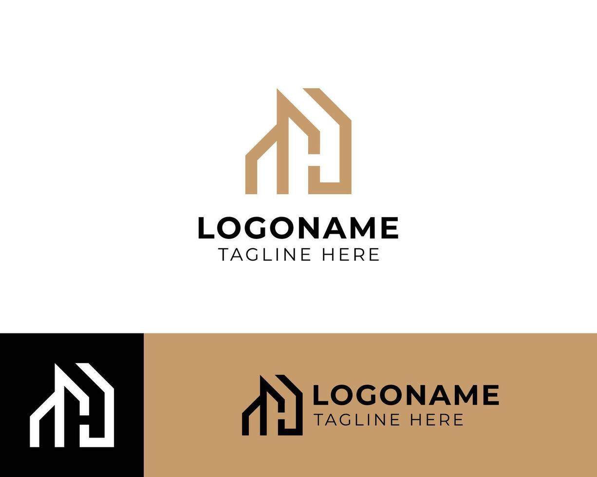 Letter H with modern simple real estate logo template vector
