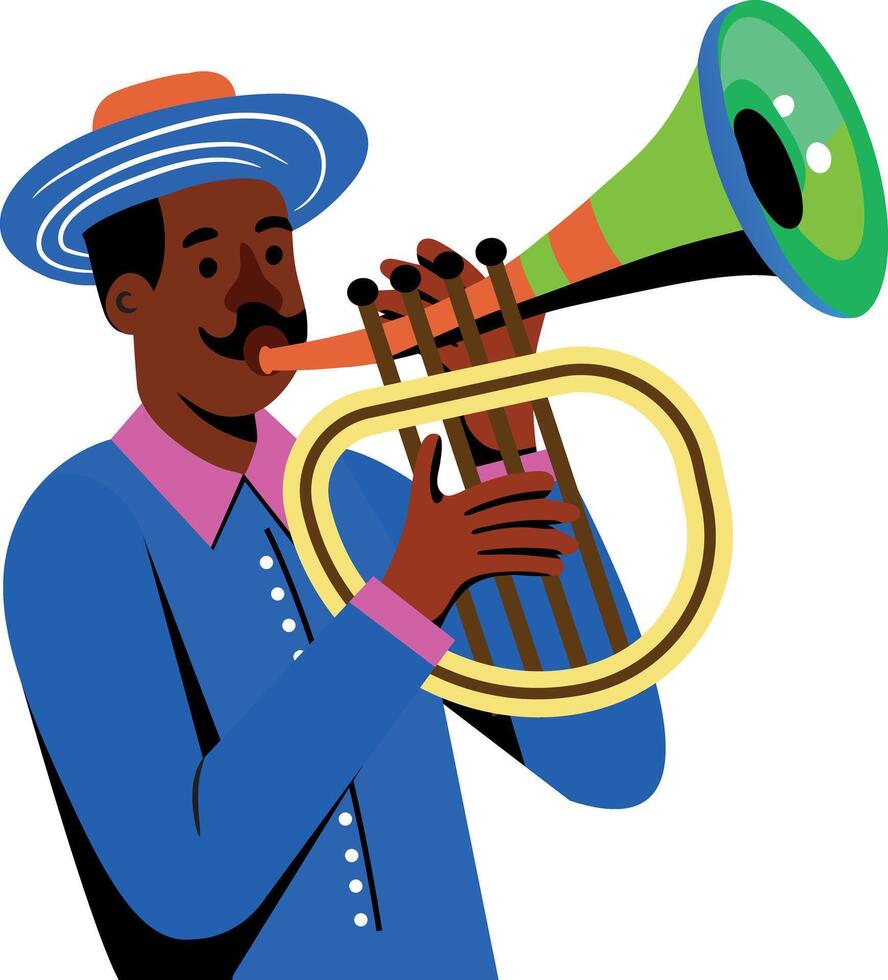 Flat illustration of a person playing tenor horn vector
