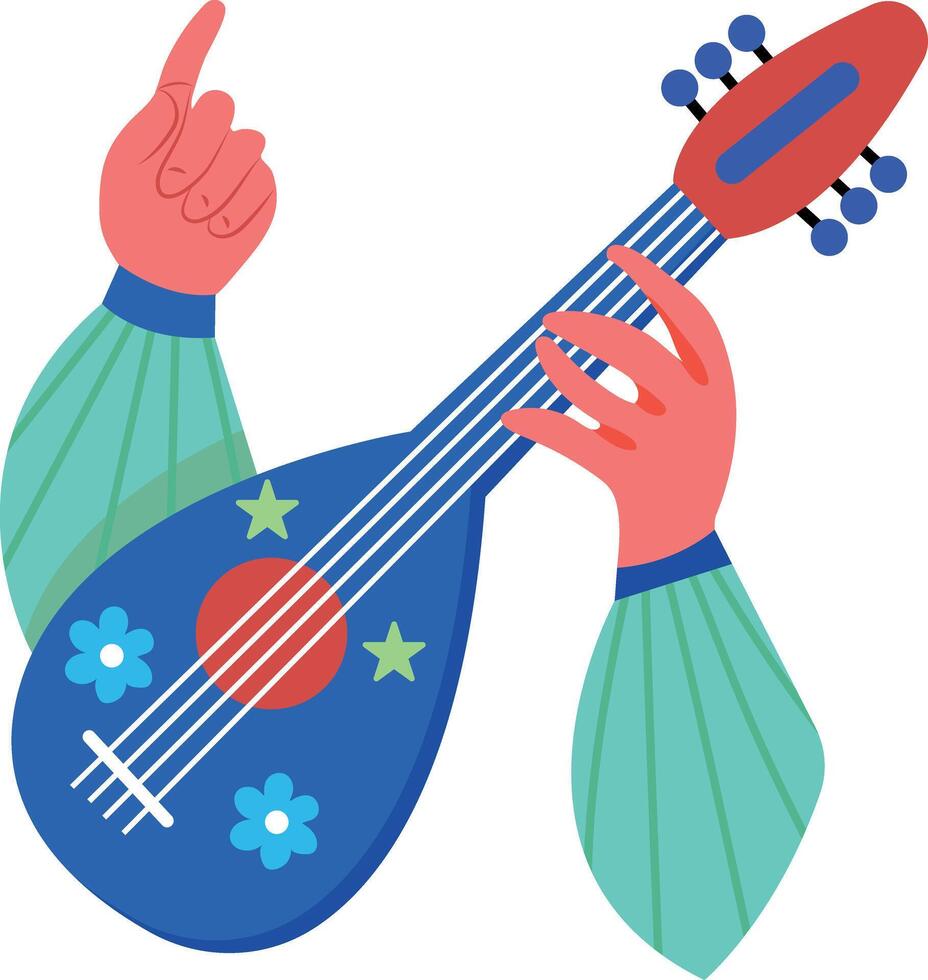 A flat illustration depicting lute music vector