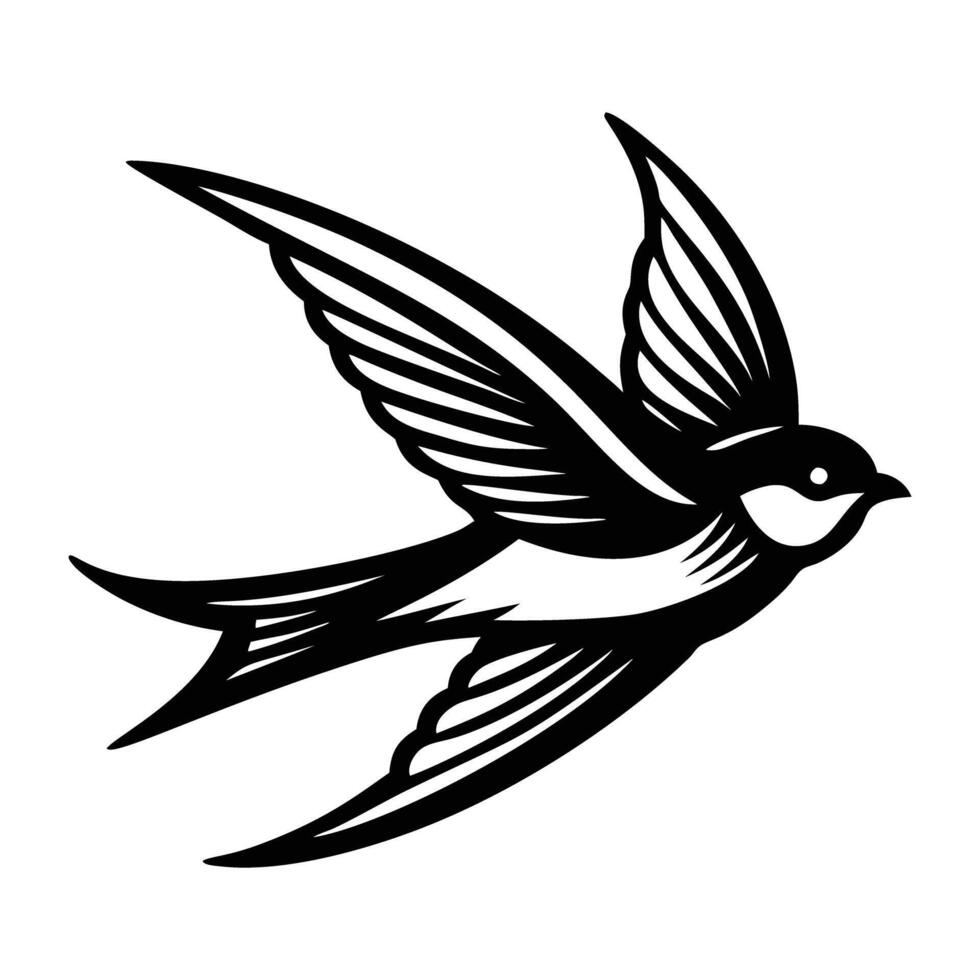 An icon of fluttering swallow in solid style vector