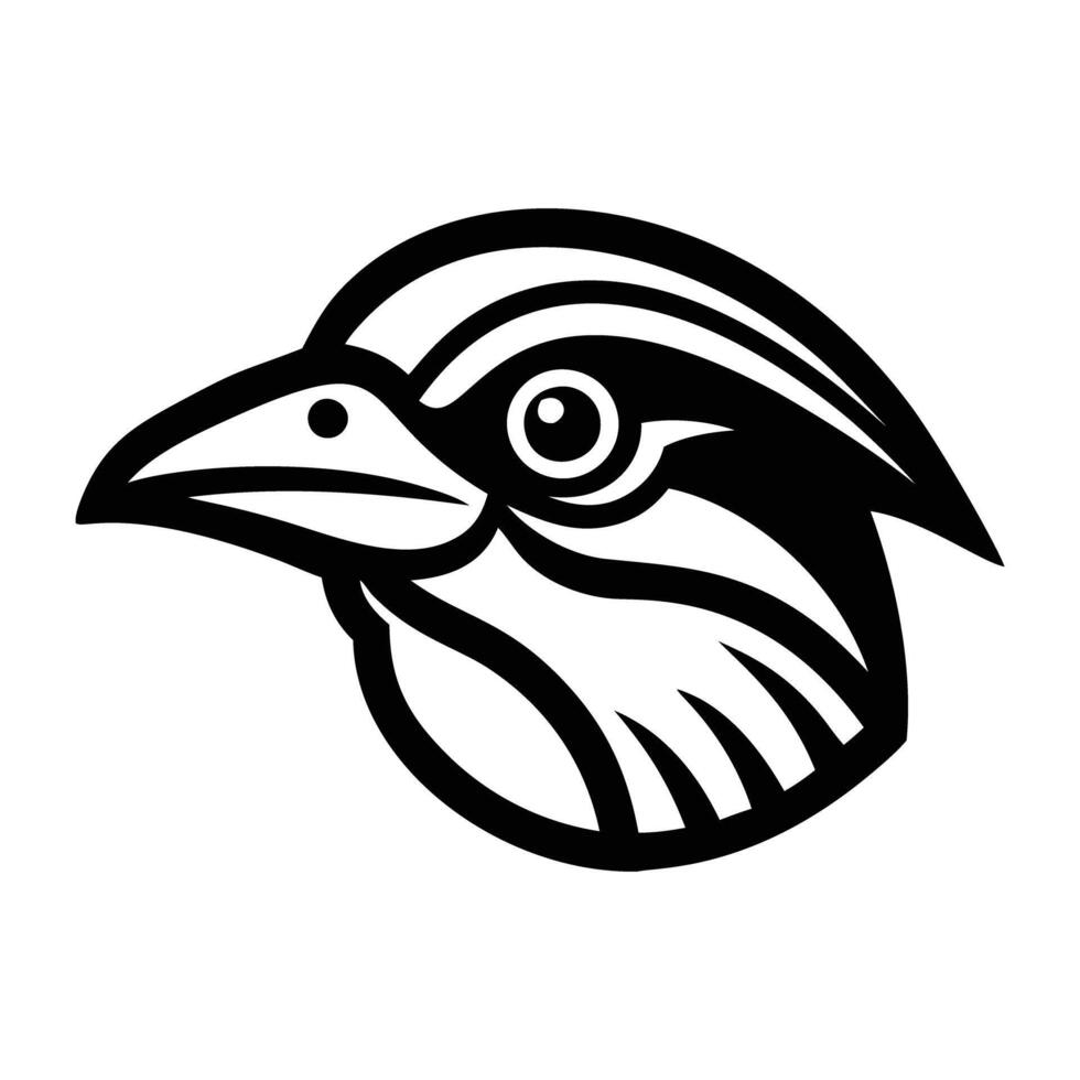 A black and white bird head with a long beak vector