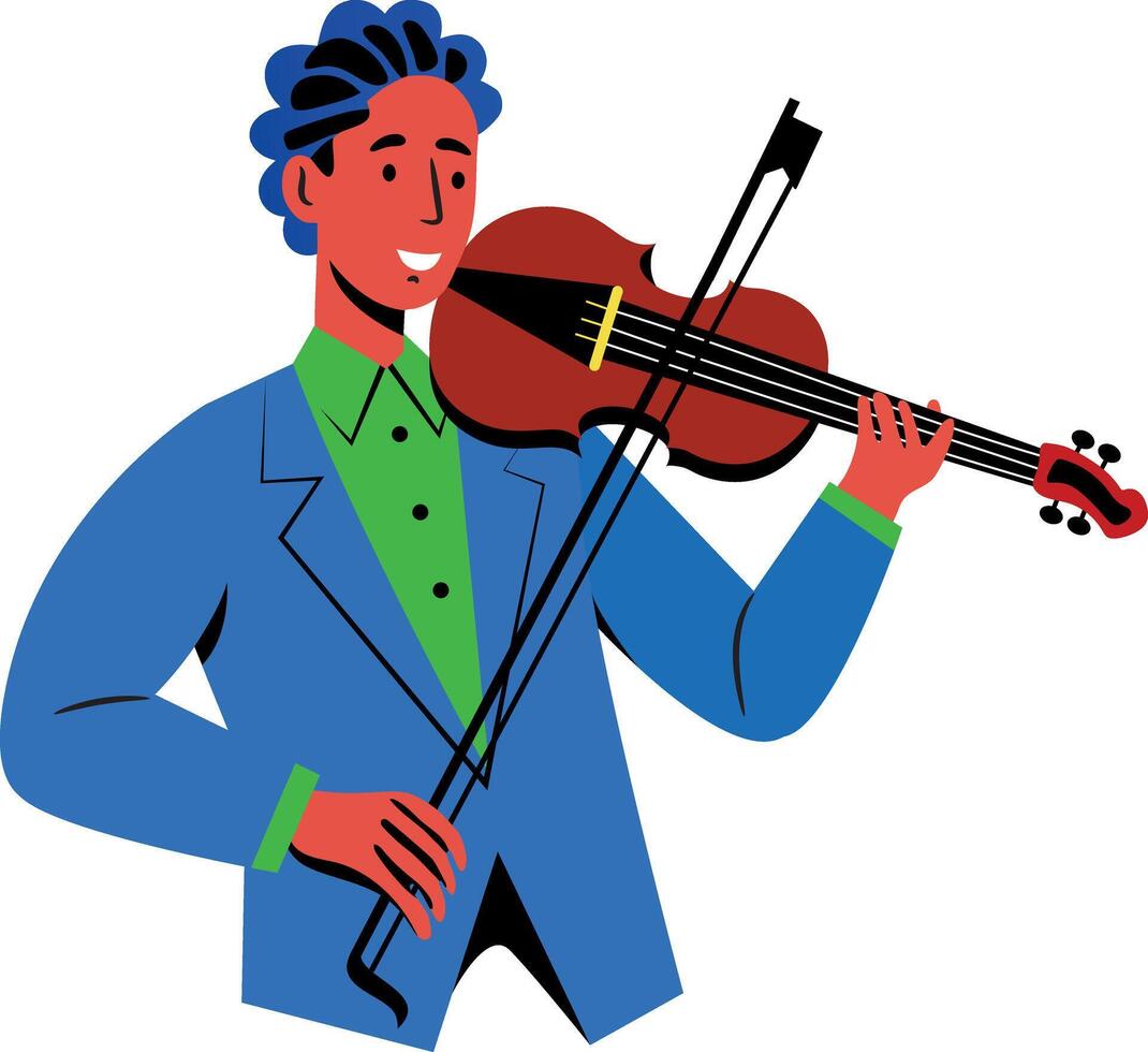 Violinist character illustration in flat style vector