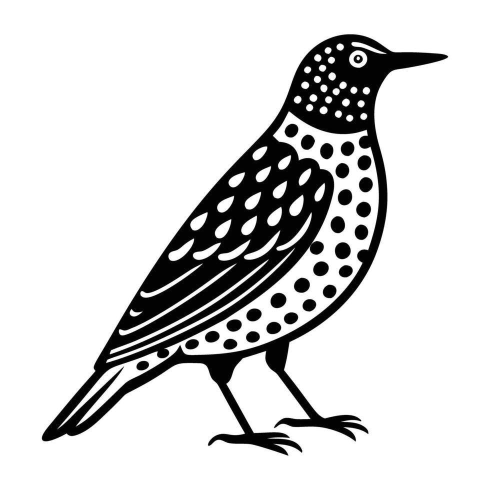 A glyph style icon of european starling vector