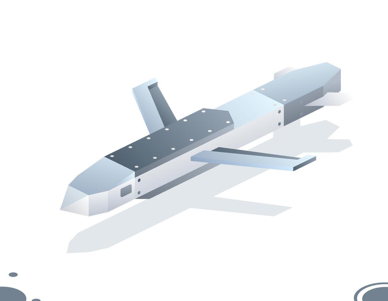Isometric military cruise missile. Object isolated on white background. Air-launched cruise missile. Land Attack Missile. Bombardment. Armament. vector