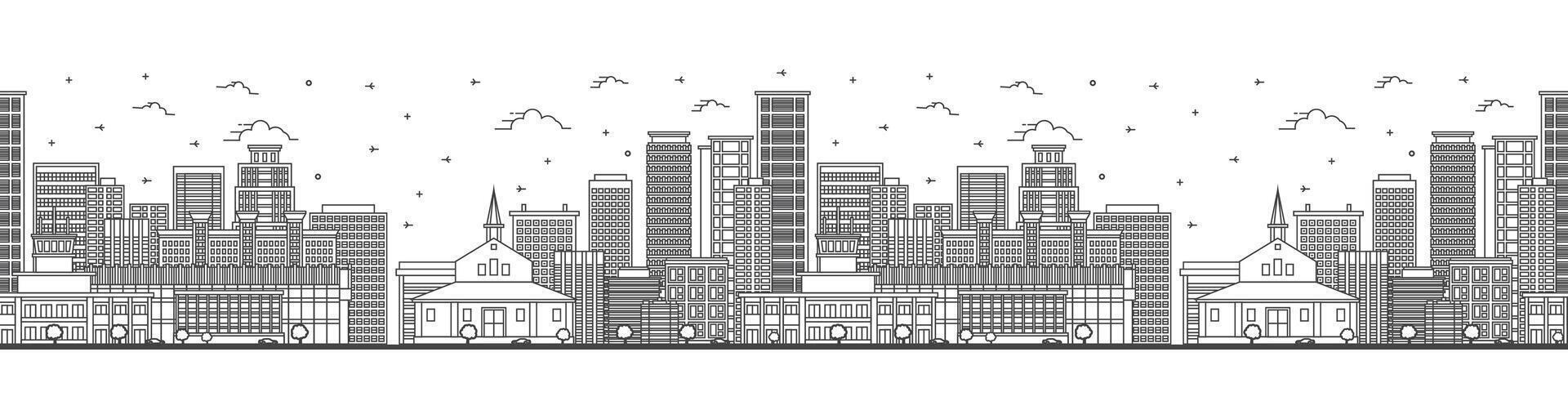 Seamless pattern with Outline Kinshasa Congo City Skyline with Modern and Historic Buildings Isolated on White. Kinshasa Africa Cityscape with Landmarks. vector