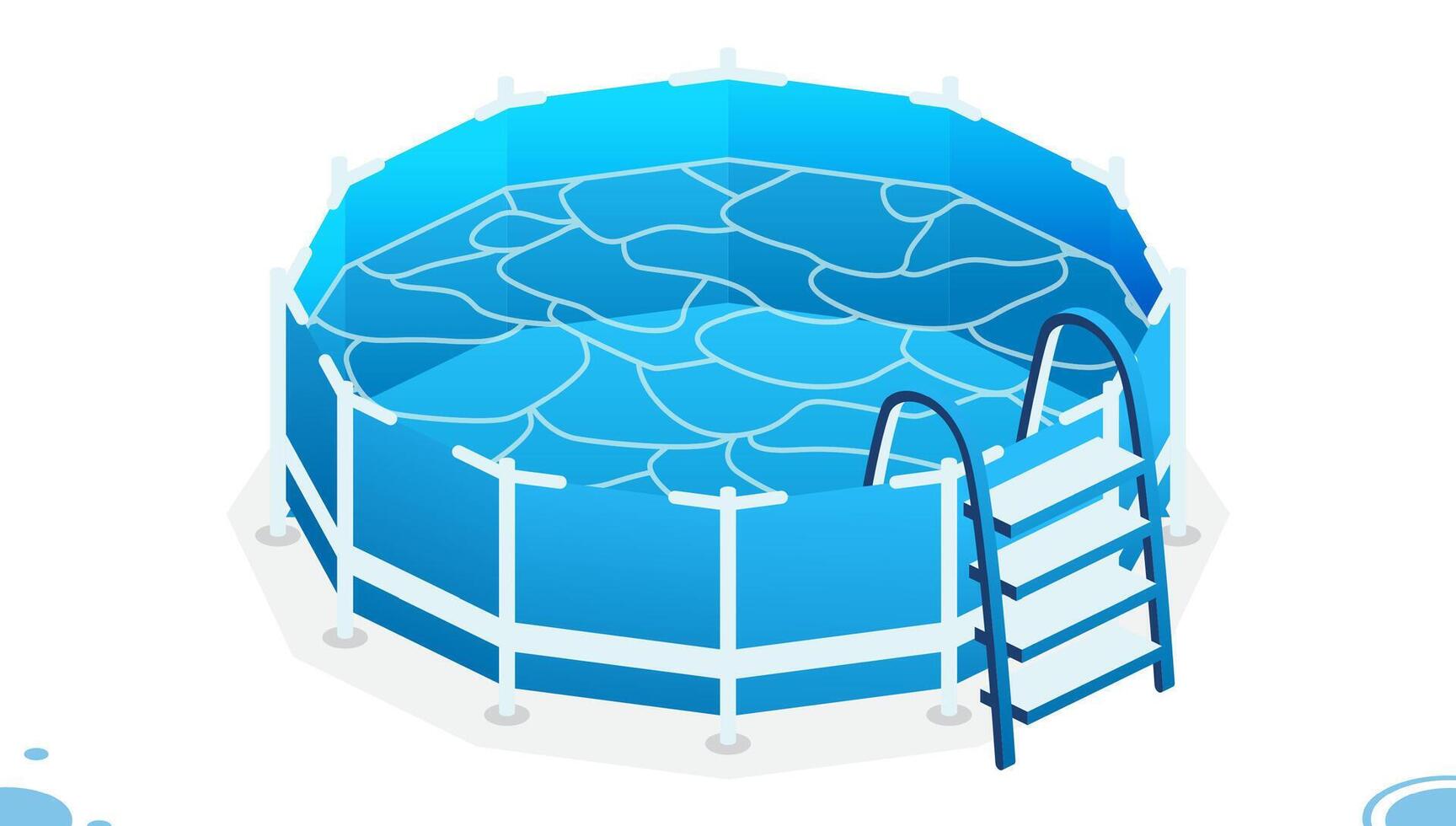 Isometric swimming pool. Empty home pool with ladder. Object isolated on white background. vector