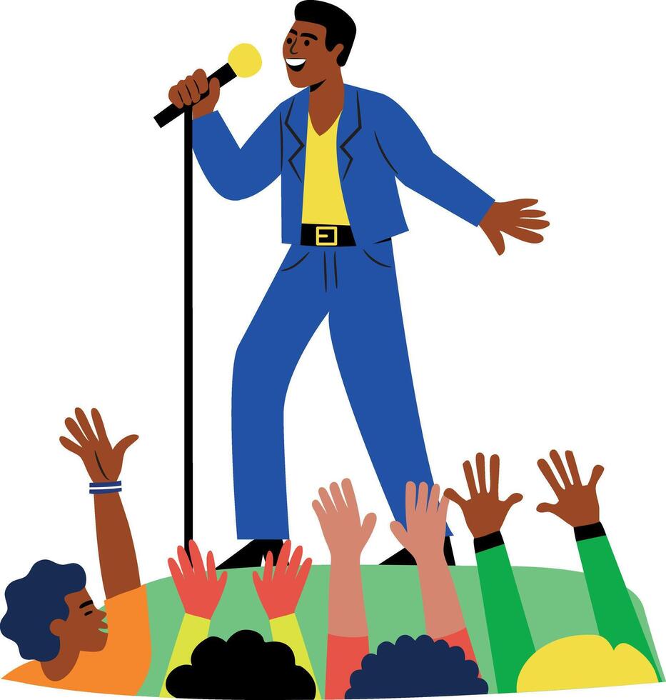 Flat character illustration of a concert singer vector