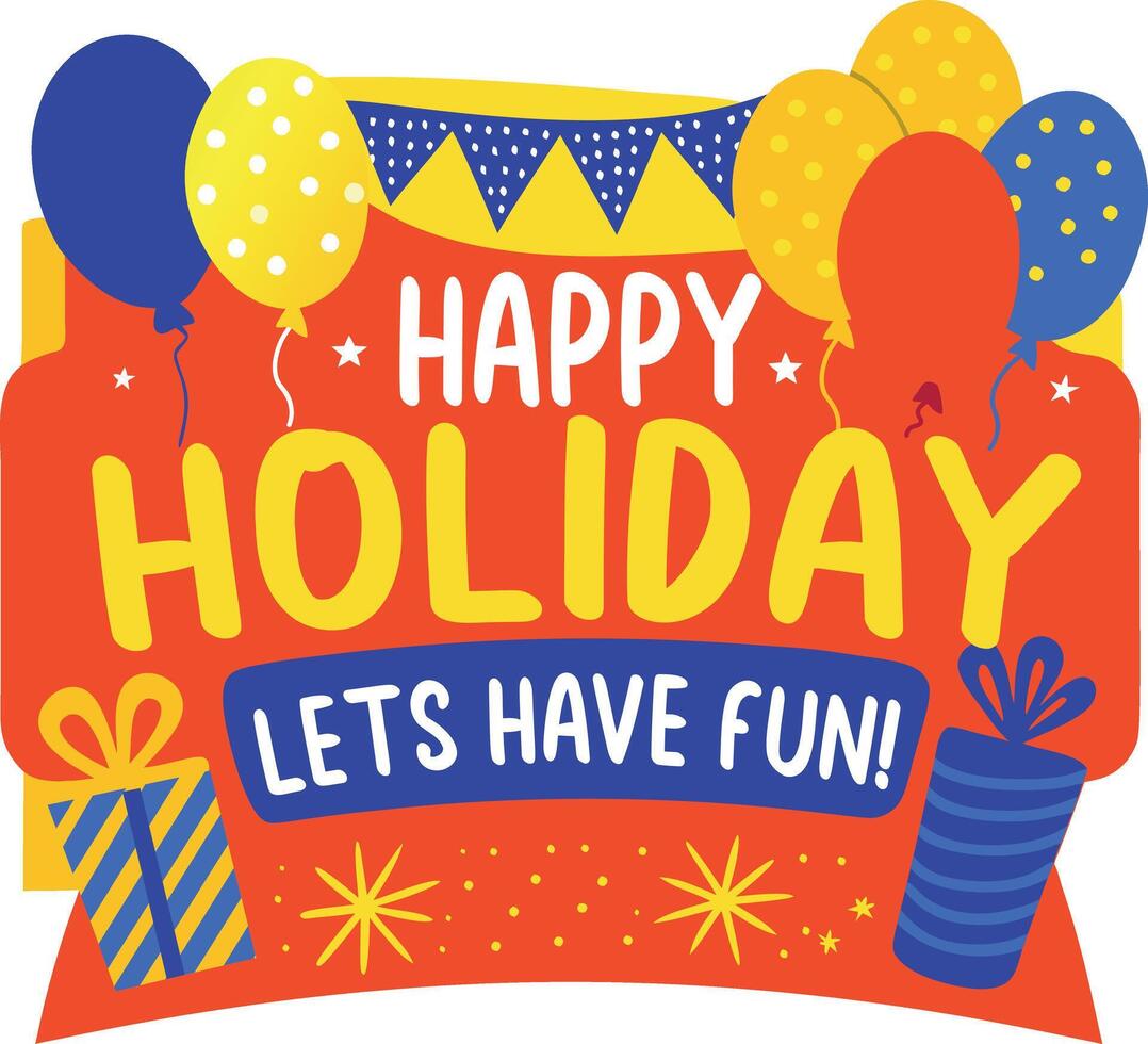 Happy holiday typography sticker in flat style vector