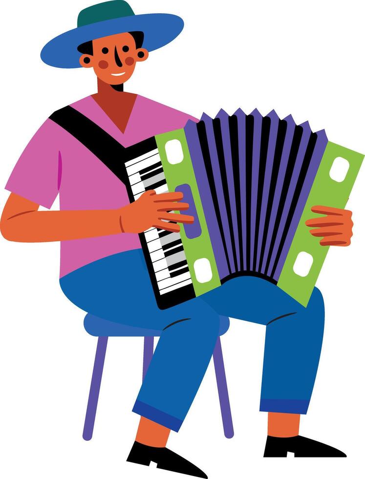Accordion player flat character illustration vector