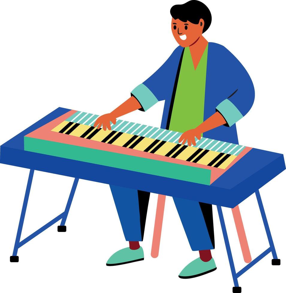 A flat style illustration of clavichord player vector