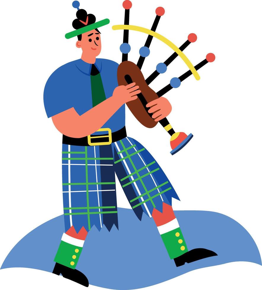 A flat style illustration of bagpipes music vector