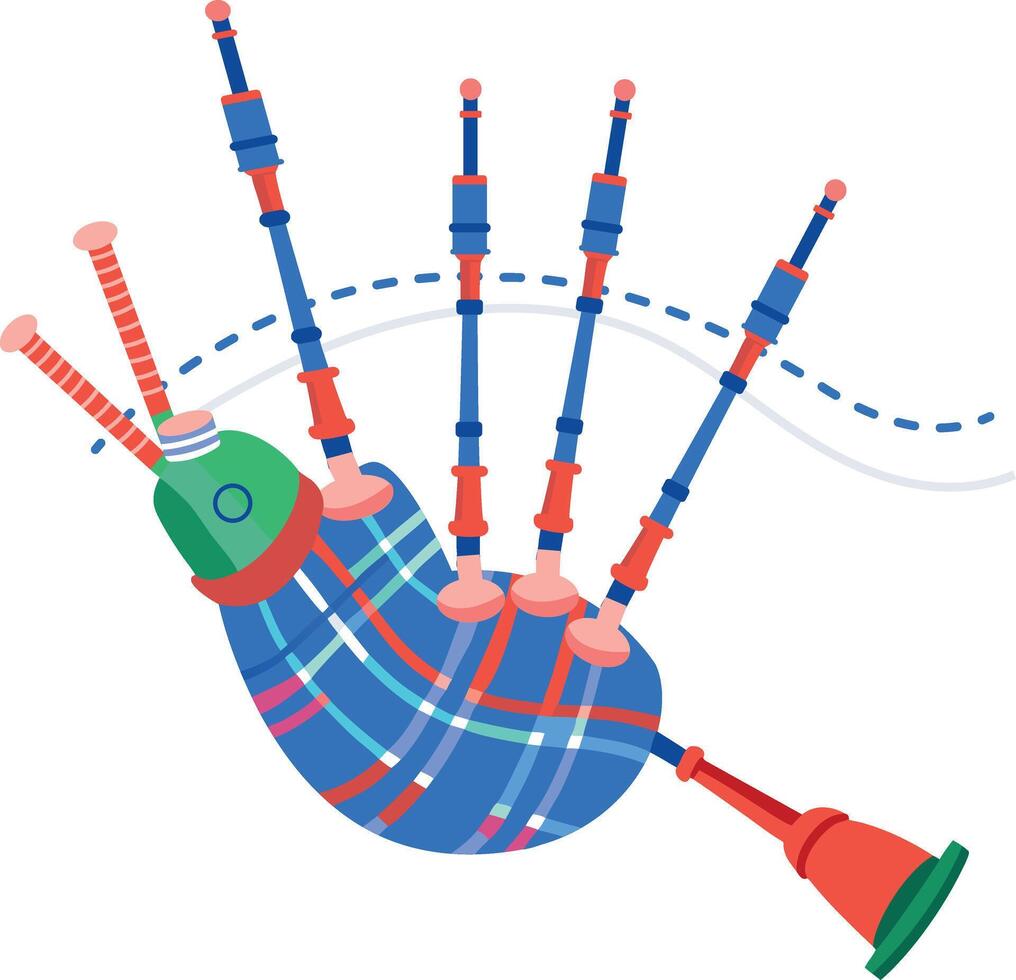 A flat style illustration of bagpipes music vector