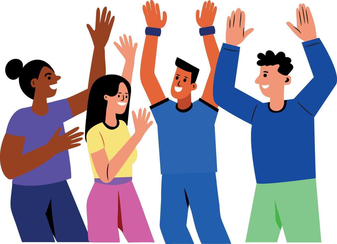 A flat style illustration of dancing group vector