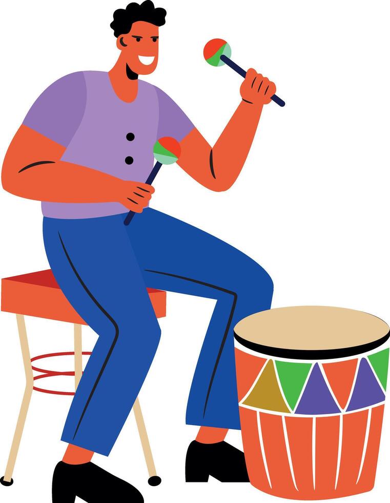 A flat style illustration depicting drumbeat vector