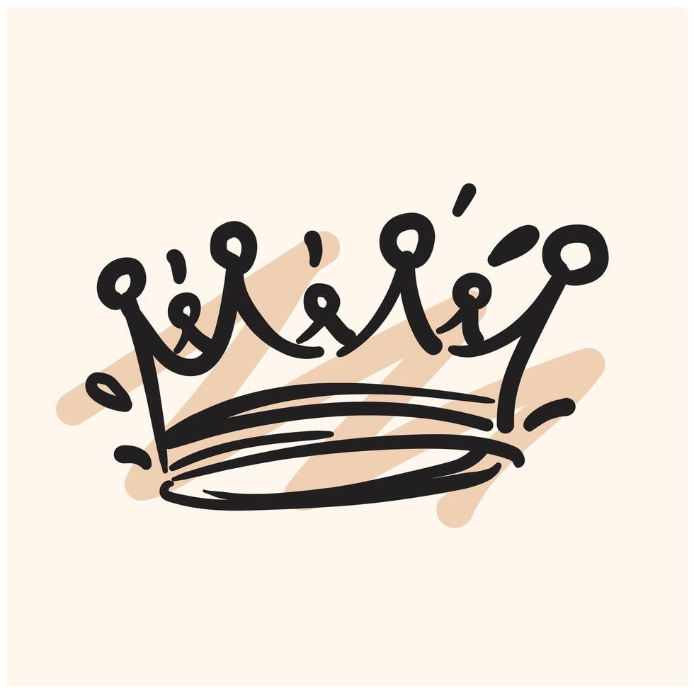 Crown With illustration style doodle and line art vector