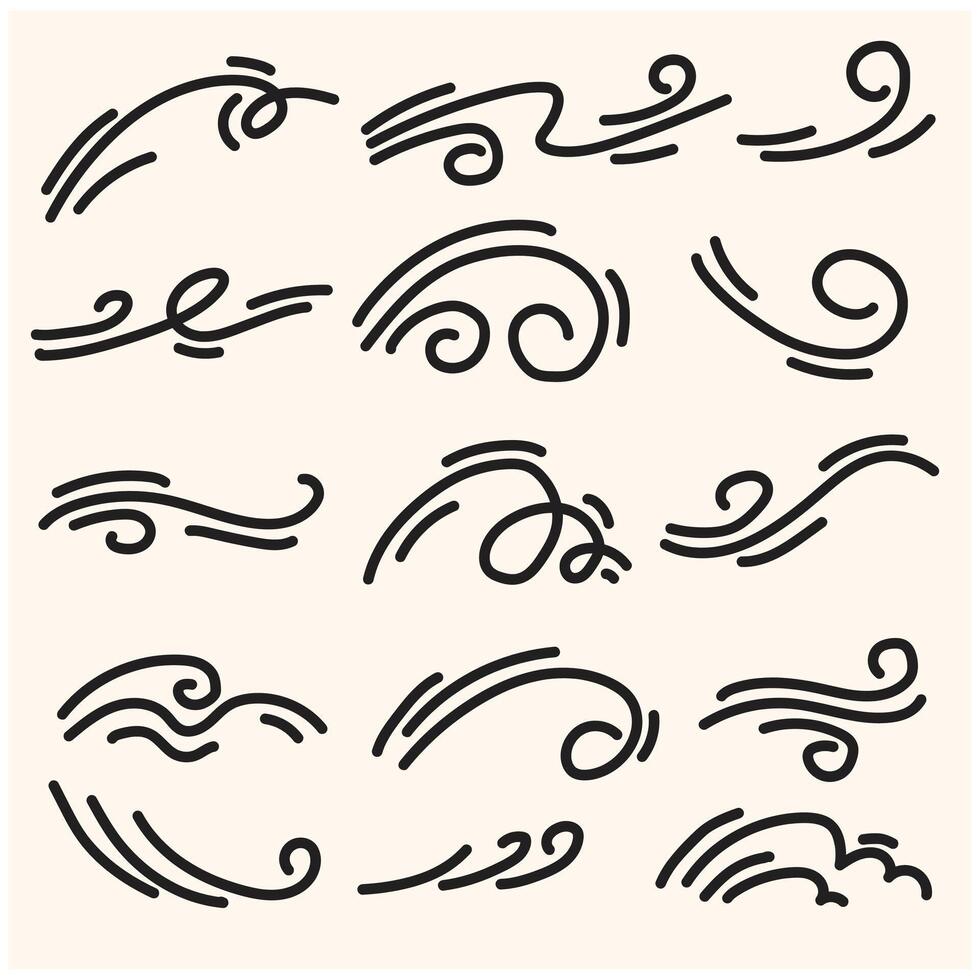 Windy air With illustration style doodle and line art vector