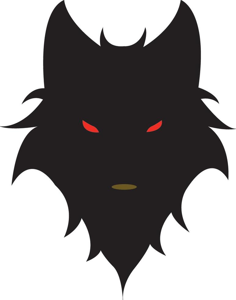 A black wolf head with red eyes vector