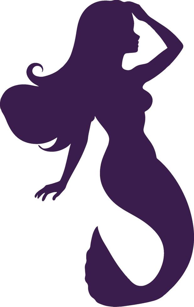 A silhouette of a mermaid with long hair vector