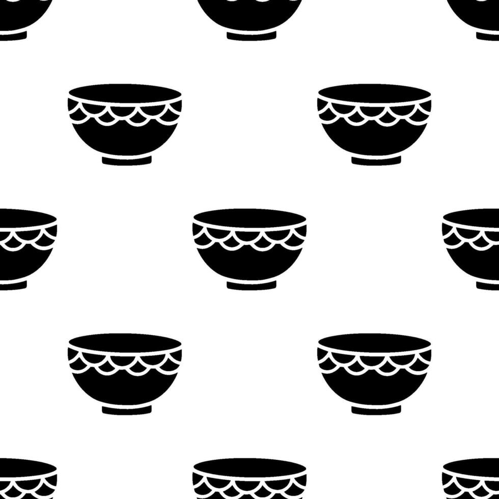 Cartoon luxury pattern bowl silhouette seamless pattern. vector