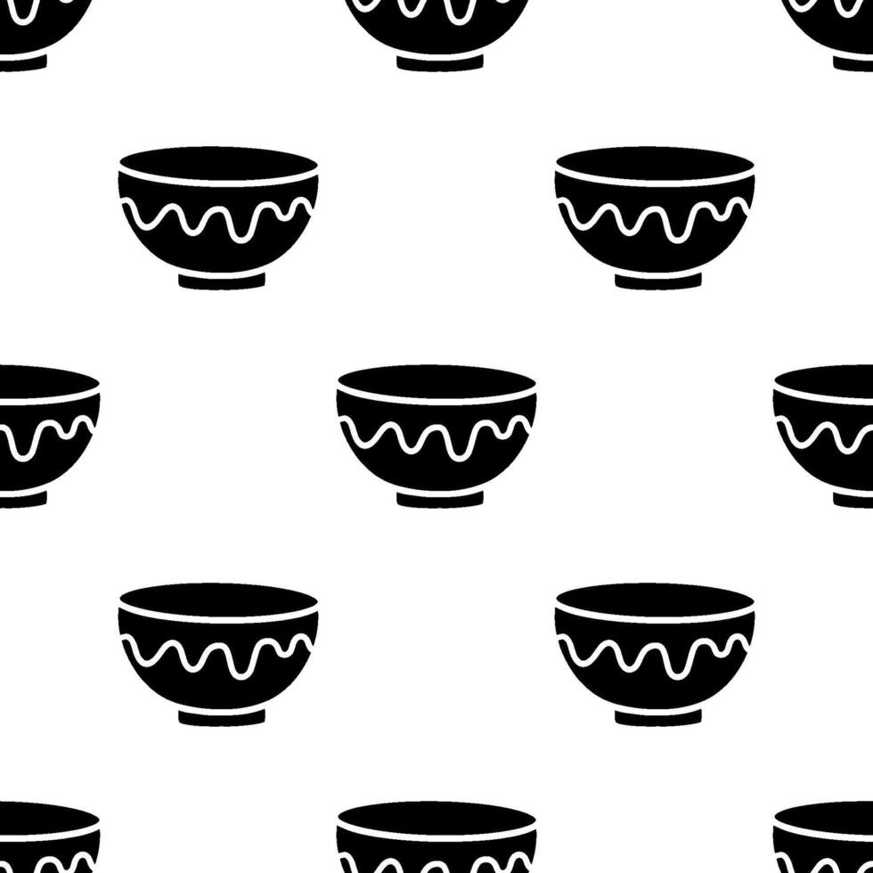 Cartoon melt pattern bowl silhouette seamless pattern. vector