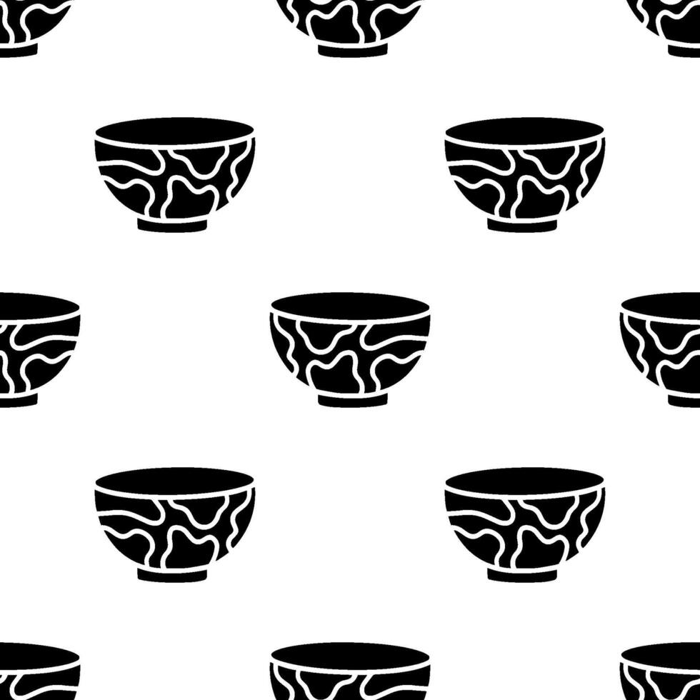 Cartoon abstract pattern bowl silhouette seamless pattern. vector