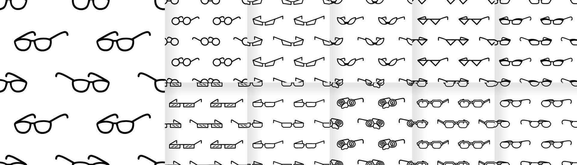 Collection of Cartoon doodle glasses seamless pattern. vector