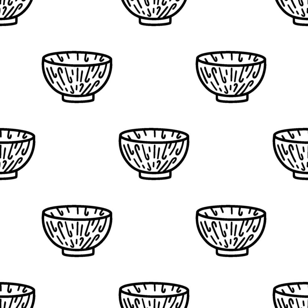 Cartoon wood pattern bowl seamless pattern. vector