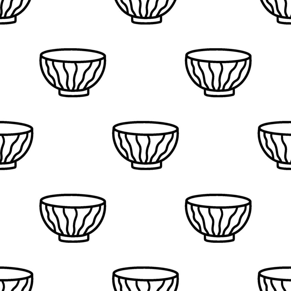 Cartoon watermelon pattern bowl seamless pattern. vector