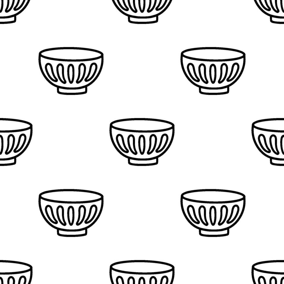 Cartoon old design pattern bowl seamless pattern. vector