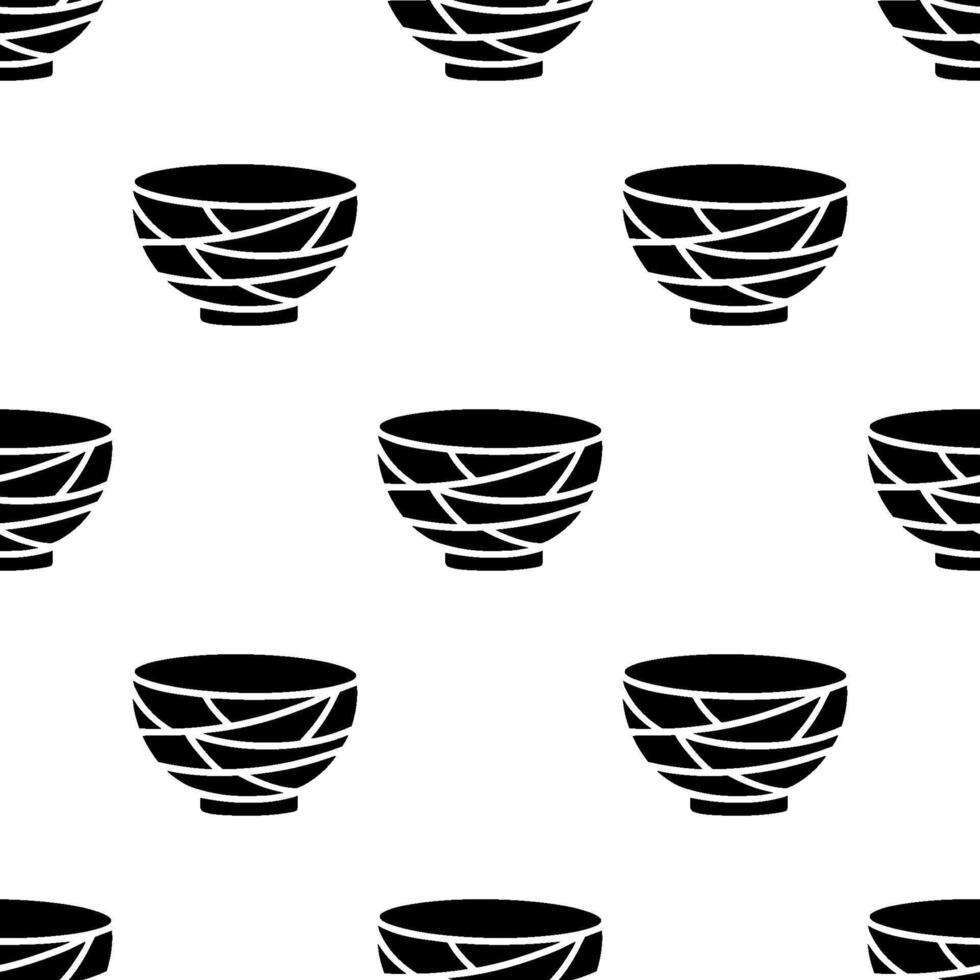 Cartoon crack pattern bowl silhouette seamless pattern. vector