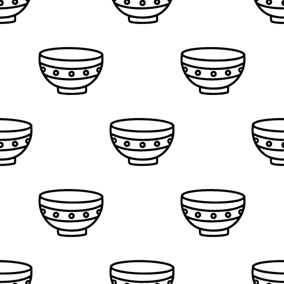 Cartoon vintage pattern bowl seamless pattern. vector