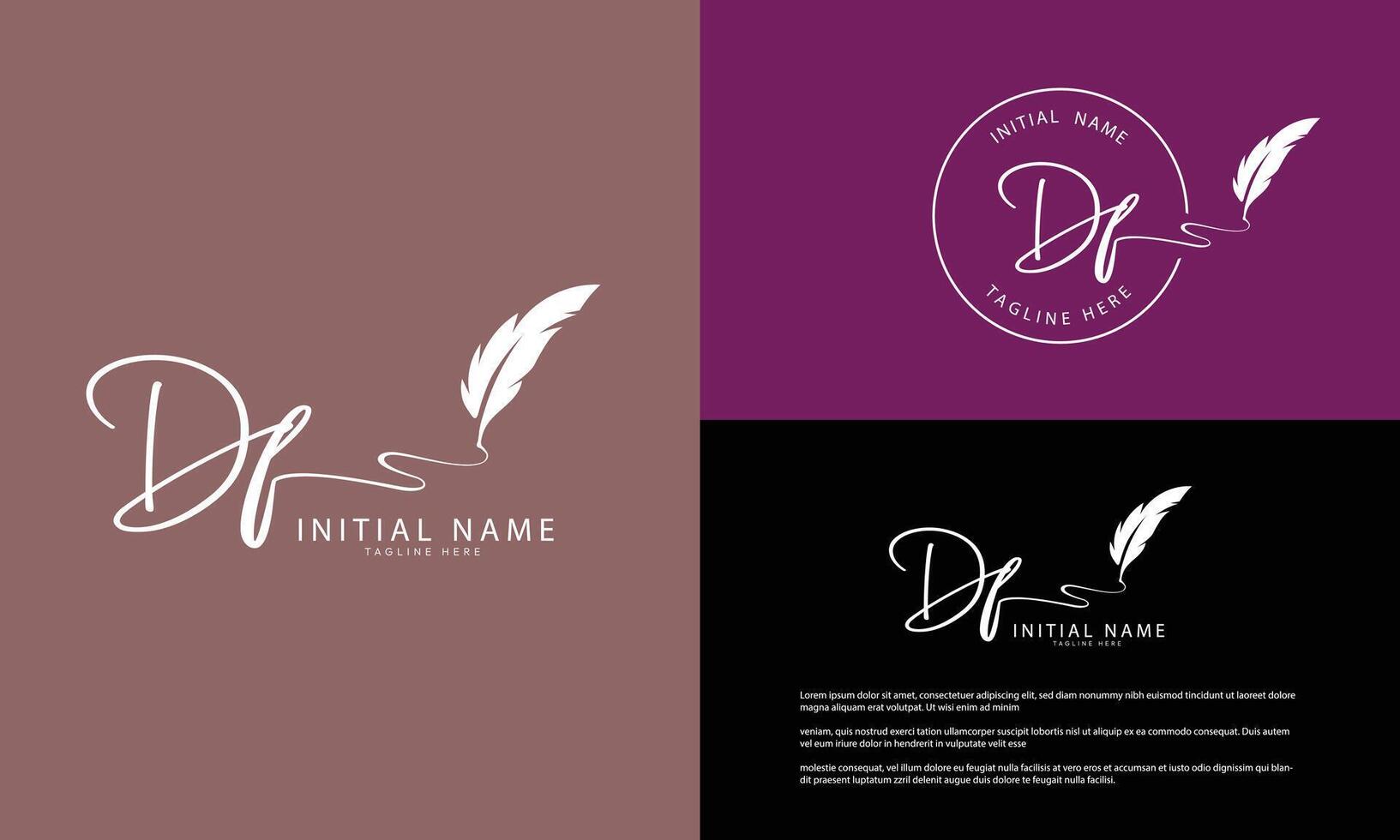 DF F D initial signature logo template vector