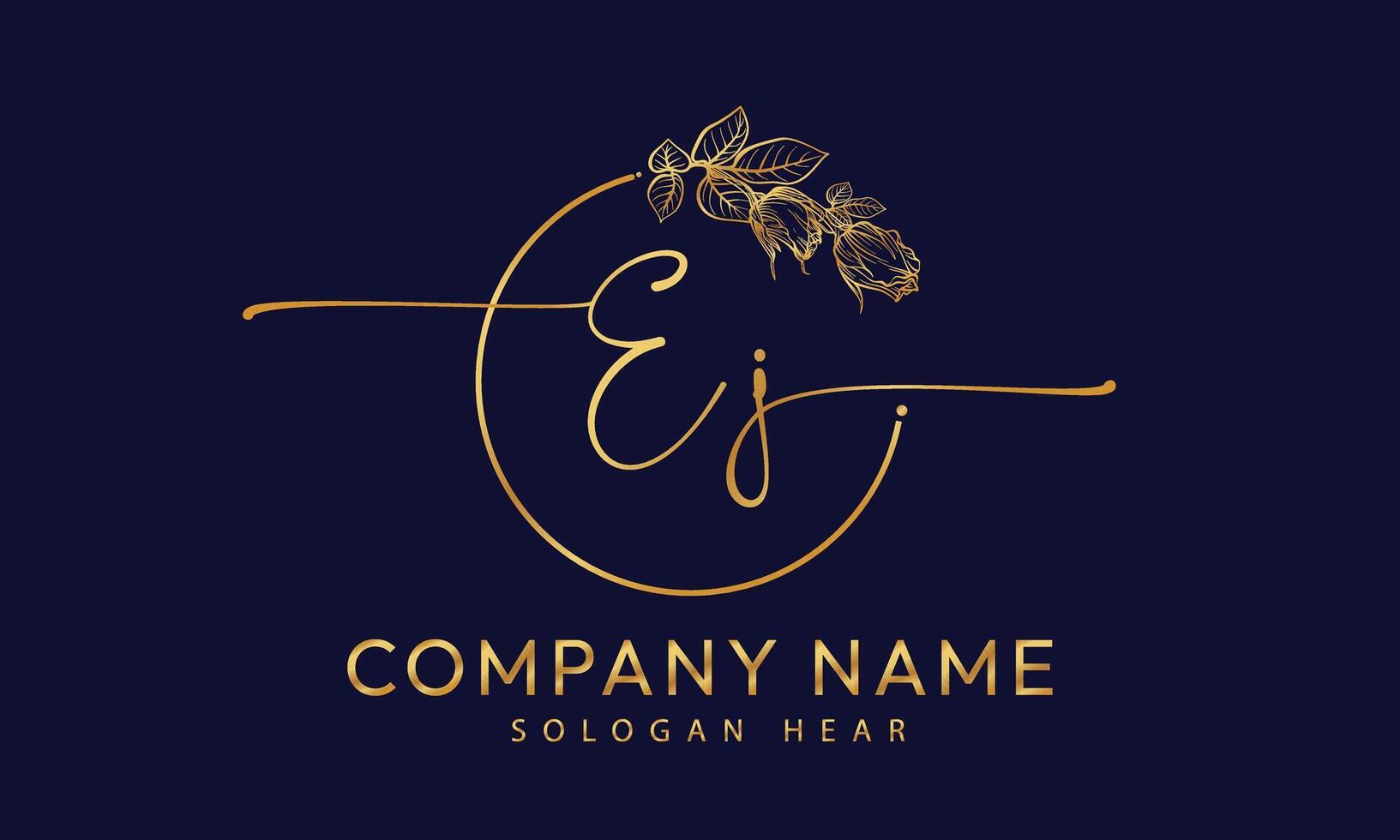EJ J E initial signature logo template vector