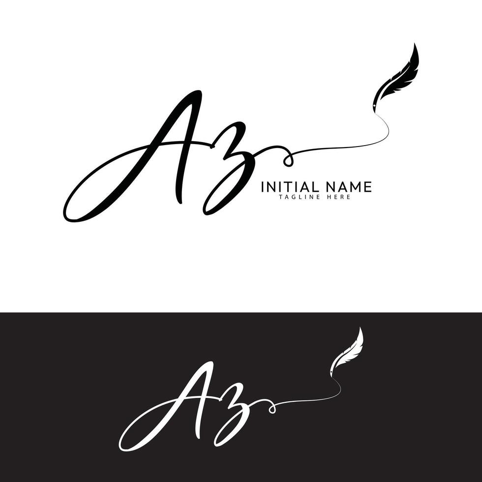 AZ Z A initial signature logo template vector