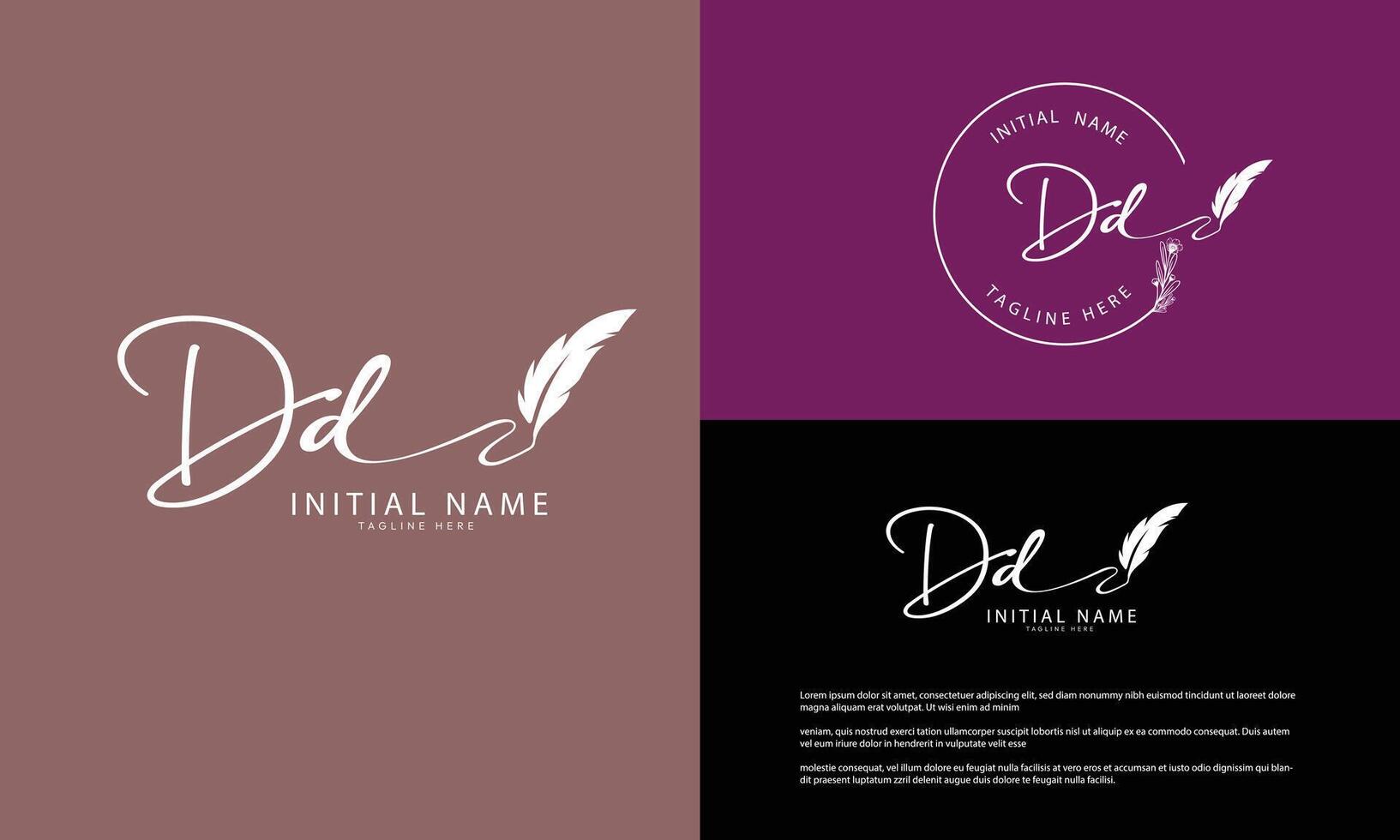 DD D D initial signature logo template vector