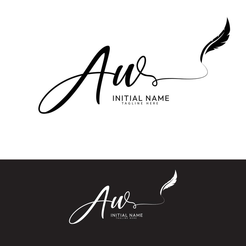 AW W A nitial signature logo template vector