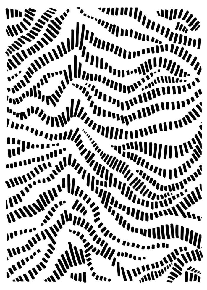Abstract black dashes forming wavy, optical illusion-like patterns on a white background, A detailed black and white zebra print pattern featuring bold, contrasting stripes in a dynamic arrangement. vector