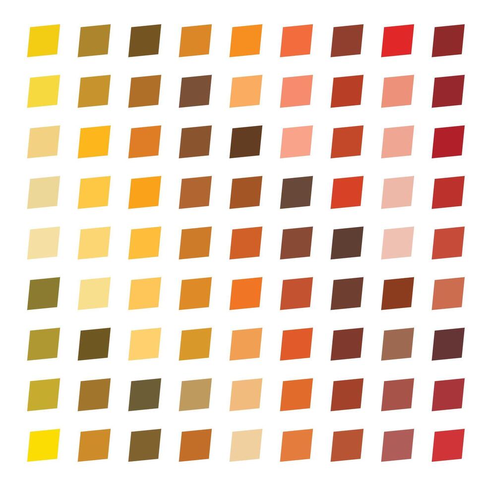 A grid of square color swatches ranging from yellow to dark red, depicting a gradient. vector