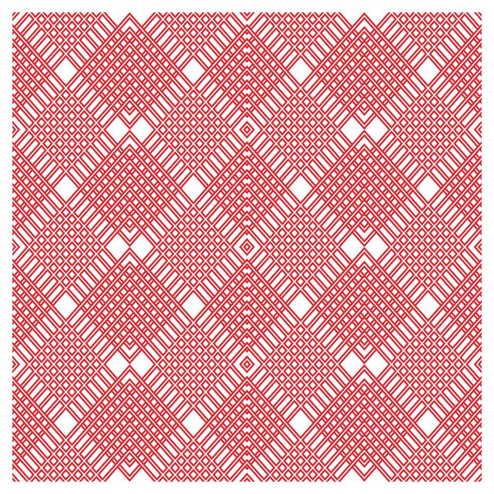 Red and white geometric pattern with diagonal lines and squares. vector
