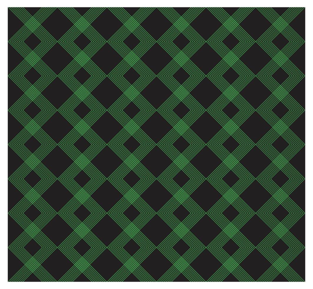 Green glowing lines forming a geometric diamond pattern on a black background. vector
